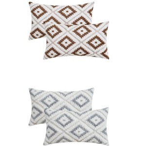 REGALWOVEN 4 Pcs Geometric Pattern Soft Short Plush Decorative Throw Pillow Covers - 1 of 4