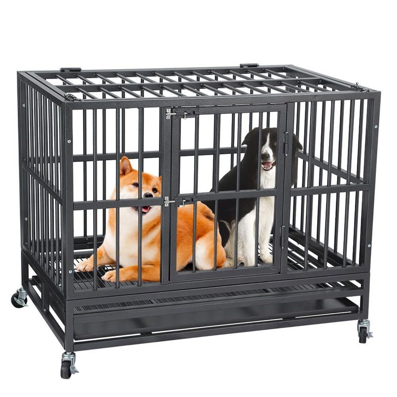 Dog Crates for Large Dogs,36IN Heavy Duty Dog Crate,Large Dog Kennel with Double Door and Removable Tray Design, 1 of 8