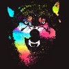 Men's Design By Humans Technicolor Wolf By clingcling T-Shirt - 2 of 4