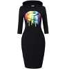 Women's Casual Midi Dress Pullover Hoodie Knee Length Slim Dress with Pocket - 3 of 4