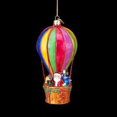 Kurt S. Adler 5" Noble Gems Glass Santa in Multi-Color Hot Air Balloon Christmas Ornament