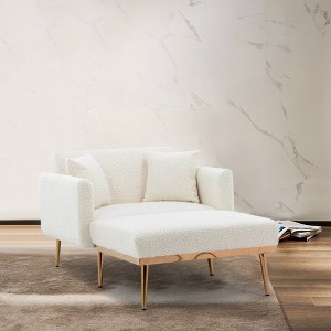 CAVINAS Teddy Velvet Accent Chair with Adjustable Mid-Height Backrest,Cozy Upholstered Living Room Chairs,Reading Chairs for Living Room - 1 of 4