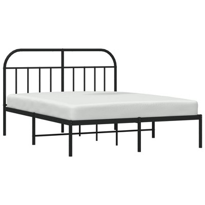 vidaXL Robust Metal Bed Frame with Headboard, Powder-Coated Steel Double Bed with Metal Slats and Maximum Storage Space