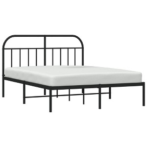 vidaXL Robust Metal Bed Frame with Headboard, Powder-Coated Steel Double Bed with Metal Slats and Maximum Storage Space - 1 of 4