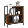 vidaXL Smoked Oak Bookcase - Engineered Wood & Powder-Coated Steel Freestanding Display Rack, Multipurpose Shelf Organizer 28.3"x11"x30.5" - 4 of 4