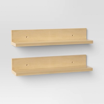 15" Wall Shelf Picture Ledge 2pk Natural - Room Essentials™