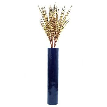 Uniquewise Tall Decorative Contemporary Bamboo Display Floor Vase Cylinder Shape, 30 Inch Blue