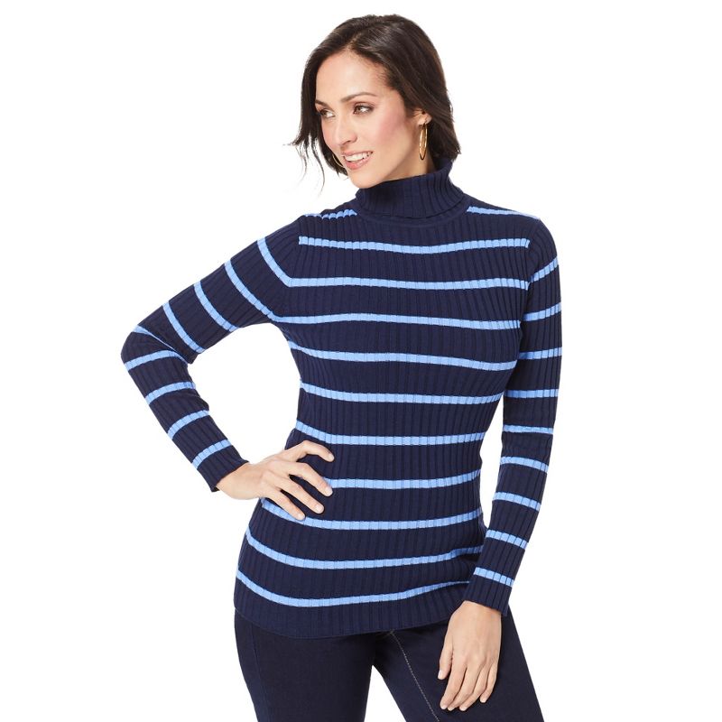 Jessica London Women's Plus Size Ribbed Cotton Turtleneck Sweater, 1 of 2