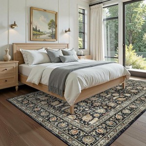 TackView Vintage Floral Area Rug, Machine Washable Boho, Soft Low-Pile Carpet, Non Slip Floral Rug, Ultra-Thin Traditional Carpet - 1 of 4