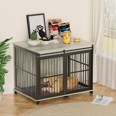 Dog cage, furniture style dog cage with sliding iron doors, modern decorated pet house dog cage with soft cushions