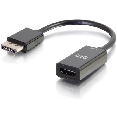 C2G 8in DisplayPort to HDMI Adapter - 4K - Passive - Black - 8" DisplayPort/HDMI A/V Cable for Notebook, HDTV, Projector, Audio/Video Device