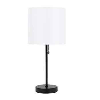 19" Metal Stick Table Lamp with Pull Chain Black - Cresswell Lighting