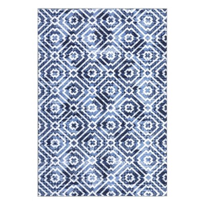 Washable Modern Geometric Rug Non Slip Low Pile Rug Throw Floor Cover Foldable Indoor Carpet for Living Room Bedroom