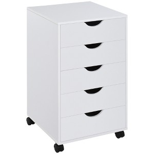 HOMCOM 5 Drawer Office Cabinet Storage Organizer Cabinet with Nordic Minimalist Modern Style & Wheels - 1 of 4