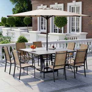 EROMMY 9 Piece Patio Dining Set, Outdoor Dining Table And Chairs Set For 8, 8 Textilene Chairs - 1 of 4