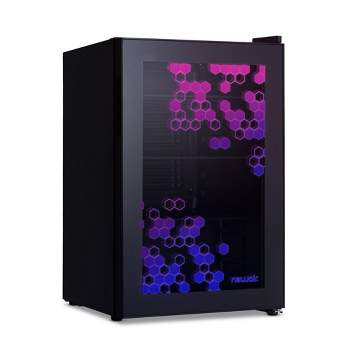 Newair Prismatic Series 85 Can Beverage Refrigerator with RGB HexaColor LED Lights, Mini Fridge for Gaming, Game Room, Party Festive Holiday Fridge