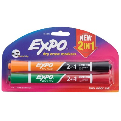 Expo Dual 2-In-1 Dry Erase Markers Chisel Tip 2/PK Ast 1944654