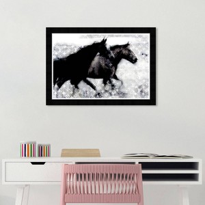 21" x 15" Running Horses Framed Wall Art Print: Digital Fashion Art, Wynwood Studio - 1 of 4
