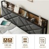King Size Bed Frame with Charging Station, Button Tufted Headboard, Metal Platform with Storage Shelf, Metal Slats Support, No Box Spring Needed - 4 of 4