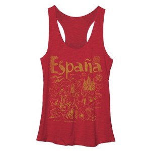 Women's Lost Gods Map of Spain Racerback Tank Top - 1 of 3