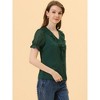 Allegra K Women's Elegant Ruffle V Neck Short Sleeve Swiss Dots Chiffon Blouse - 3 of 4