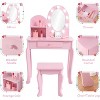 Kids Vanity Set, White Toddler Makeup Vanity Table with Stool, Lights, Mirror, Play Makeup Set, Wooden Little Princess Dressing Table for Children - 3 of 4