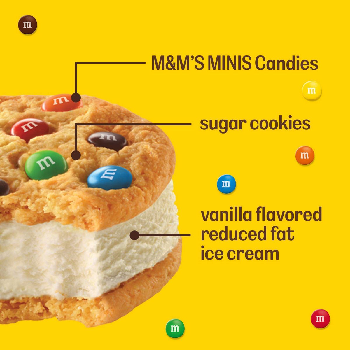 M&M Vanilla Reduced Fat Ice Cream Dessert Cookie Ice Cream Sandwiches - 4pk/16 fl oz - thumbnail 2