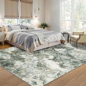 Acekool Washable Abstract Area Rug, Non-Slip Ultra Thin Low Pile Carpet for Living Room Bedroom Office, Lightweight Foldable, Easy Care - 1 of 4
