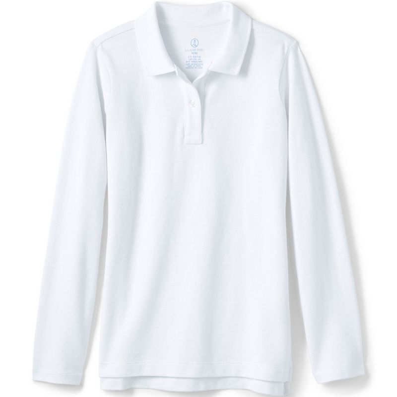 Lands' End School Uniform Kids Long Sleeve Feminine Fit Mesh Polo Shirt, 1 of 4