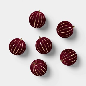 6ct Shatter-Resistant Flocked Christmas Tree Ornament Set with