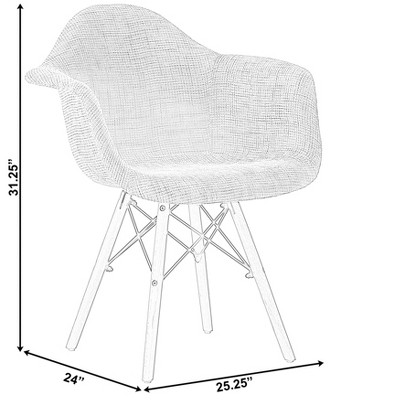 Gray Fabric Armchair with Beech Wood Legs, Set of 2