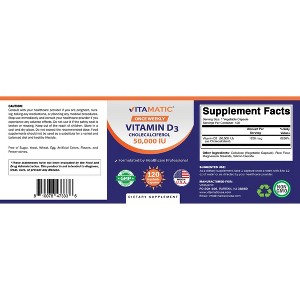Vitamatic Vitamin D3 50,000 IU (as Cholecalciferol), 1250 mcg, 120 Veggie Capsules - 1 of 1