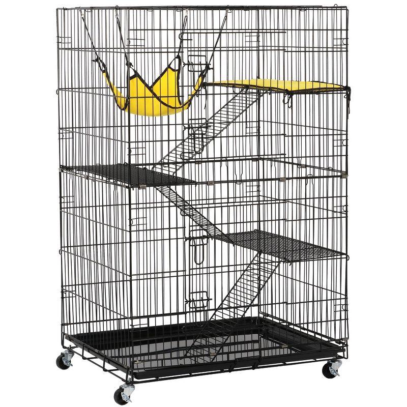 Yaheetech 4 Tiers Rolling Metal Cat Cage on Wheels Black, 1 of 10