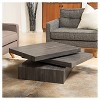 Iverson Rectangular Rotatable Coffee Table Black Oak - Christopher Knight Home: Unique 60's Vibe, Dual-Shelf - 2 of 4