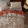 3 Pieces Linen Soft & Cozy Duvet Cover Linen Cotton Blend Bedding Set Tropical Plants Beige Color Cooling Bedding - 3 of 4