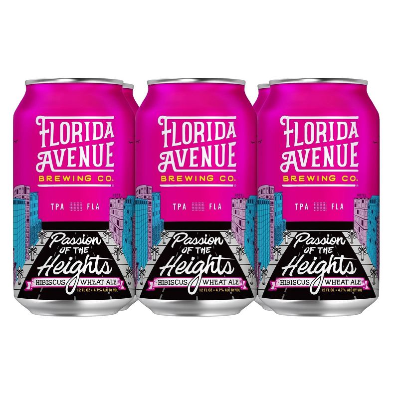 Florida Avenue Passion of The Heights Hibiscus Wheat Ale Beer - 6pk/12 fl oz Cans, 1 of 4