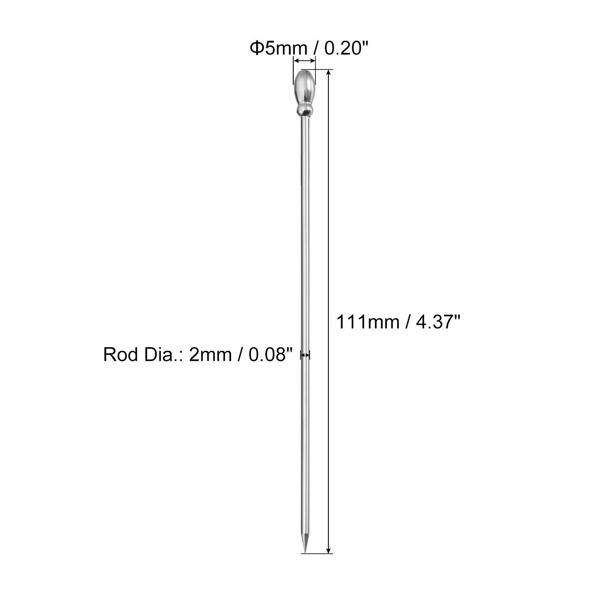 Unique Bargains Stainless Steel Metal Drink Appetizer Cocktail Picks 4.3" - thumbnail 2