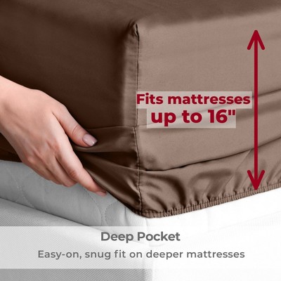 Twin Brown Microfiber Sheet Set with Chevron Pattern