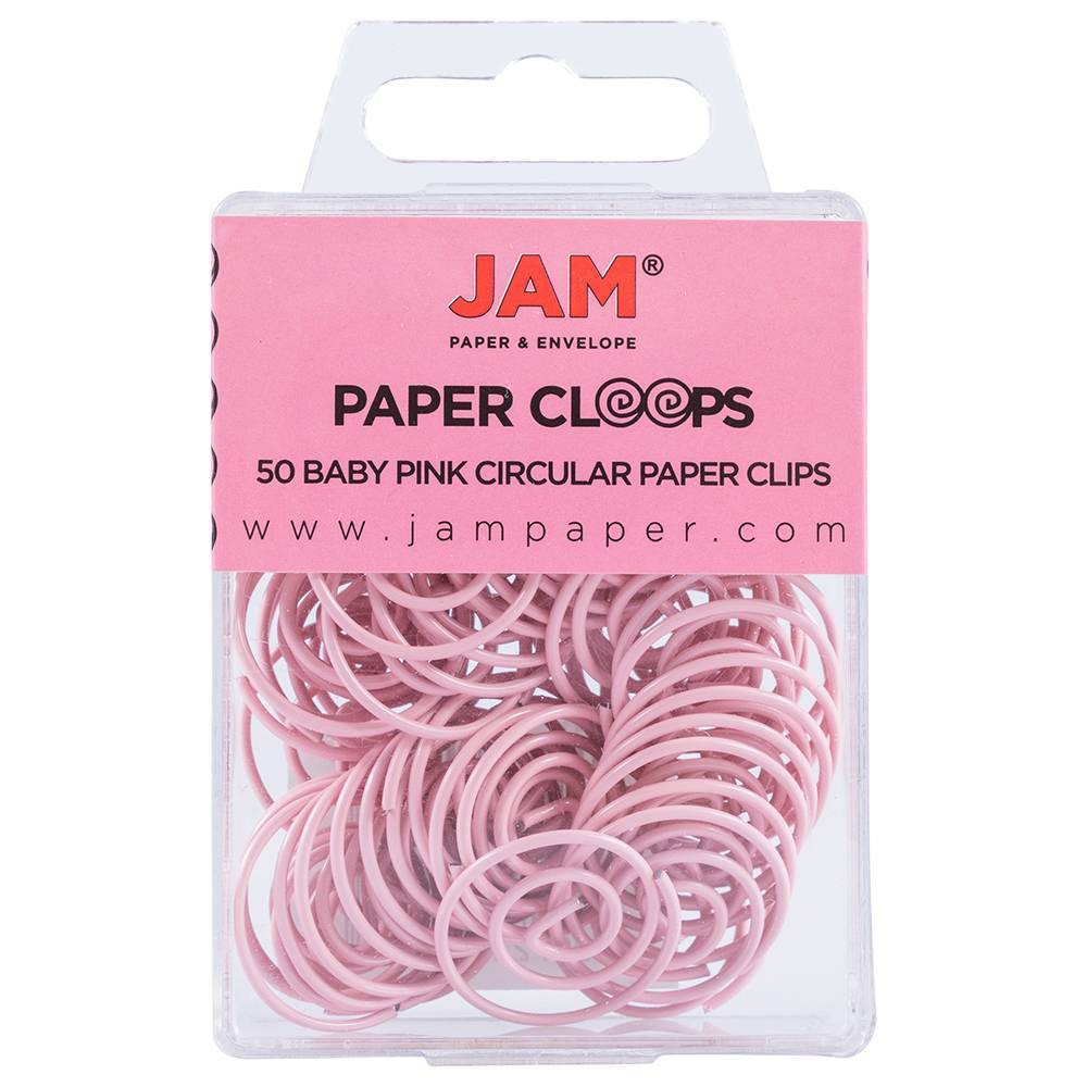 JAM Paper 50pk Circular Paper Clips - Fuchsia: Office Supplies, Light Pink, Plastic, Stationery, Clips and Fasteners
