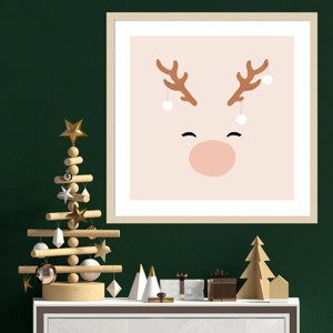 Amanti Art 25"x25" Deer and Baubles by Orara Studio Wood Framed Wall Art Print - 1 of 4