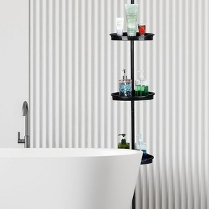Corner Shower Caddy Tension Pole, 4 Tier Bathroom Shower Shelves Organizer with Adjustable Trays,Bathtub Shelves Shampoo Holder for Inside Shower - 1 of 4