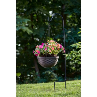12" Dark Brown Resin Wicker Hanging Basket Planter