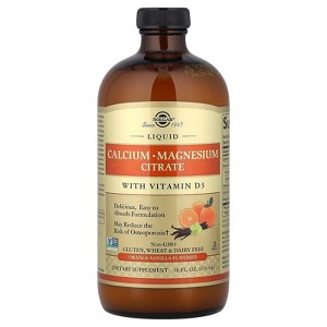 Solgar Liquid Calcium Magnesium Citrate with Vitamin D3, Orange-Vanilla, 16 fl oz (473 ml) - 1 of 4