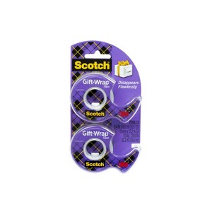 Scotch Gift Wrap Tape, Holiday Gifting Supplies, 0.75"x600" 2 Tape Rolls with Dispensers - 1 of 4