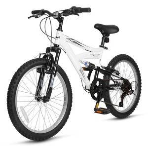 Hykolity Kids Mountain Bike 20 inch MTB Bicycle Age 6-12 Years Height 42-56 in Tween Cycling Full Suspension Sport Outdoor Bikes - Pale White - 1 of 4
