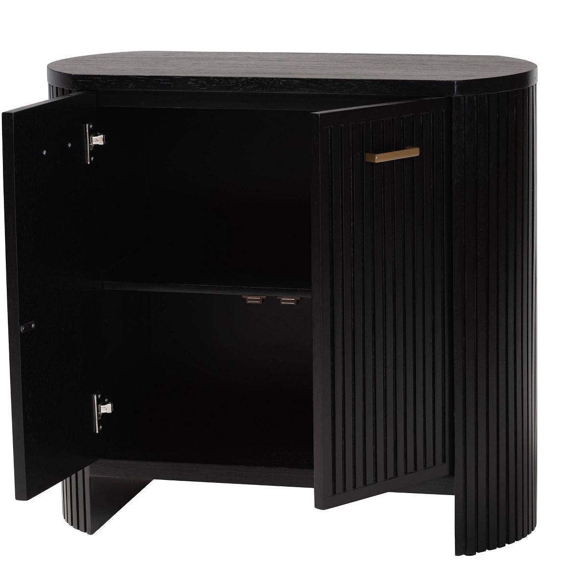 bali & pari Keshet Fluted Wood Storage Cabinet 2-Door with Vertical Slat Panels Black - thumbnail 2