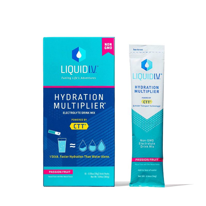 Liquid I.V. Hydration Multiplier Vegan Powder Electrolyte Supplements - Passion Fruit - 0.56oz each/10ct, 1 of 10