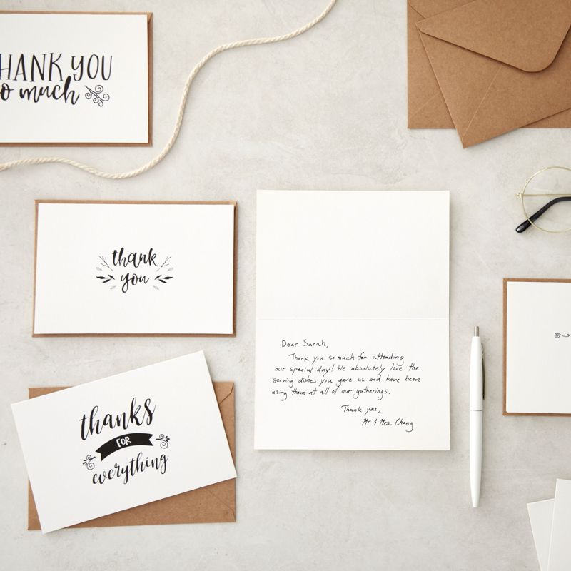 Best Paper Greetings 48 Pack Black and White Thank You Cards with Kraft Paper Envelopes for Graduation, Wedding, Blank Inside, 4 x 6 In, 2 of 9