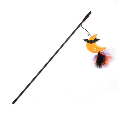 Unique Bargains Convenient Moon Pattern Cat Playing Rod Yellow Orange 1 Pc