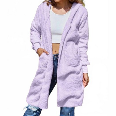 Women's Full Size Hooded Teddy Bear Jacket With Thumbholes - Double Take